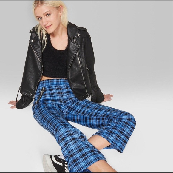 Women's blue plaid pants Clearance